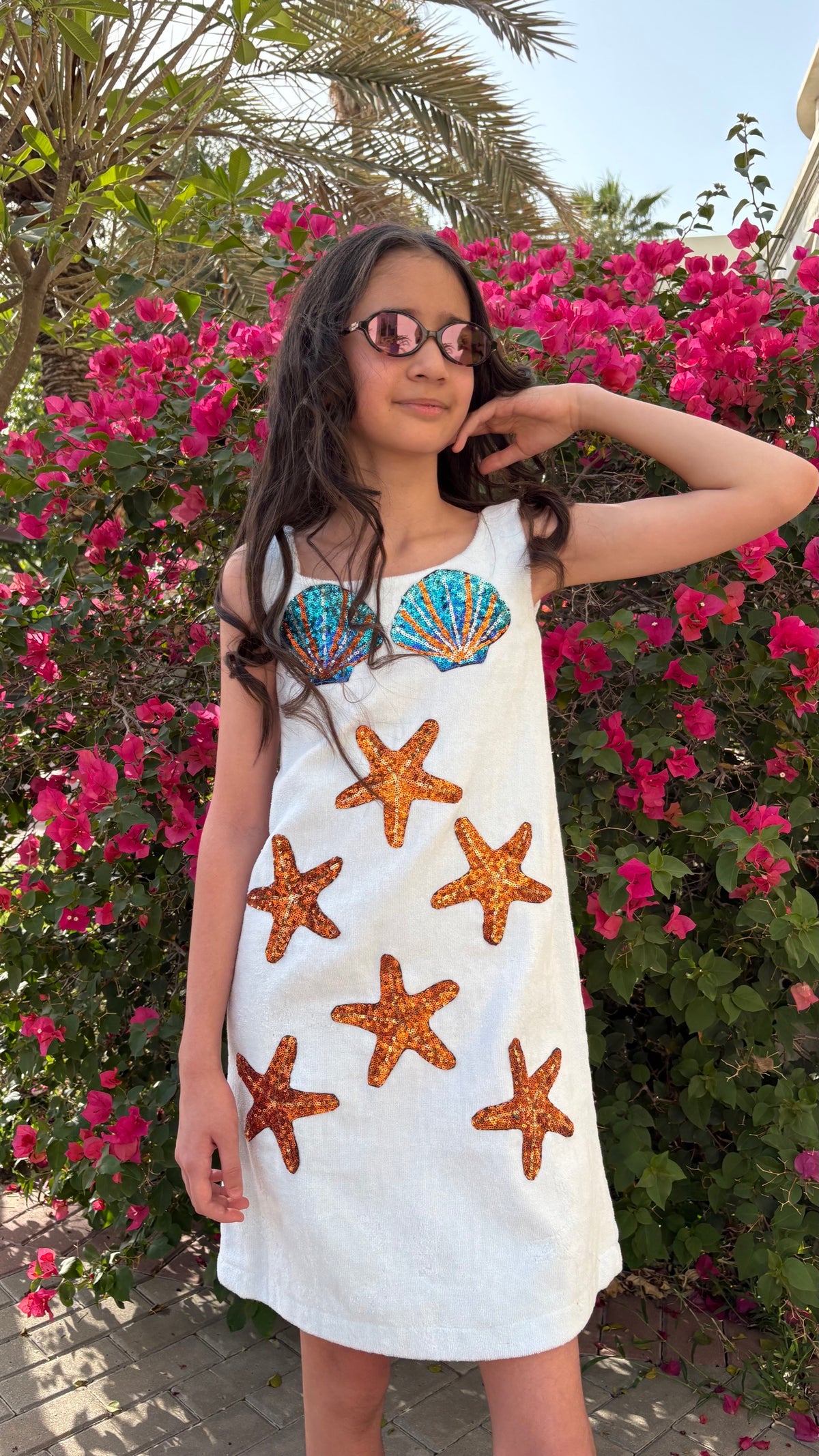 Blue shells towel cover up