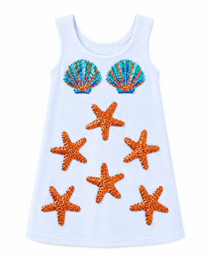 Blue shells towel cover up