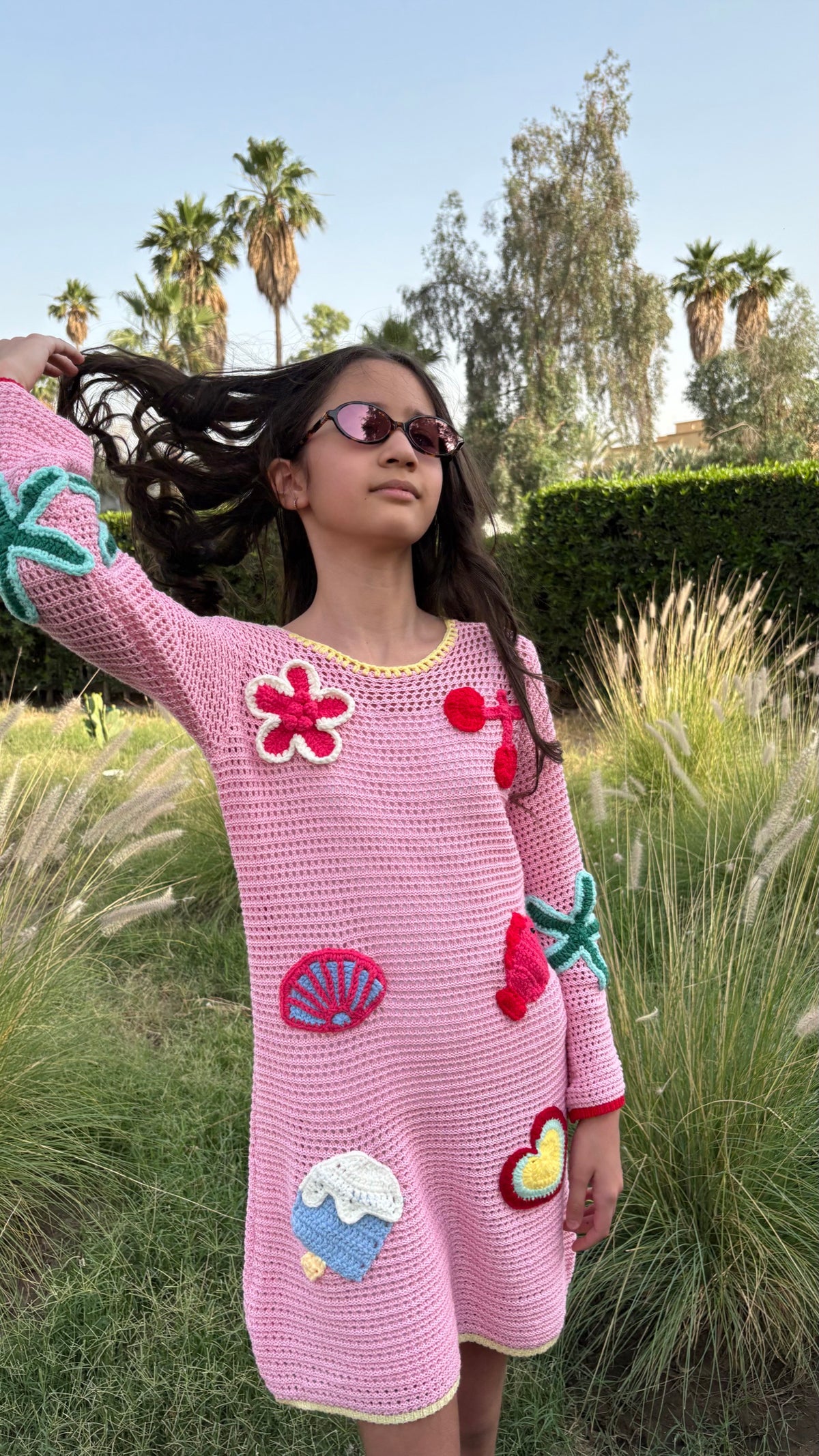 Pink knit cover up