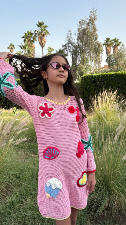 Pink knit cover up