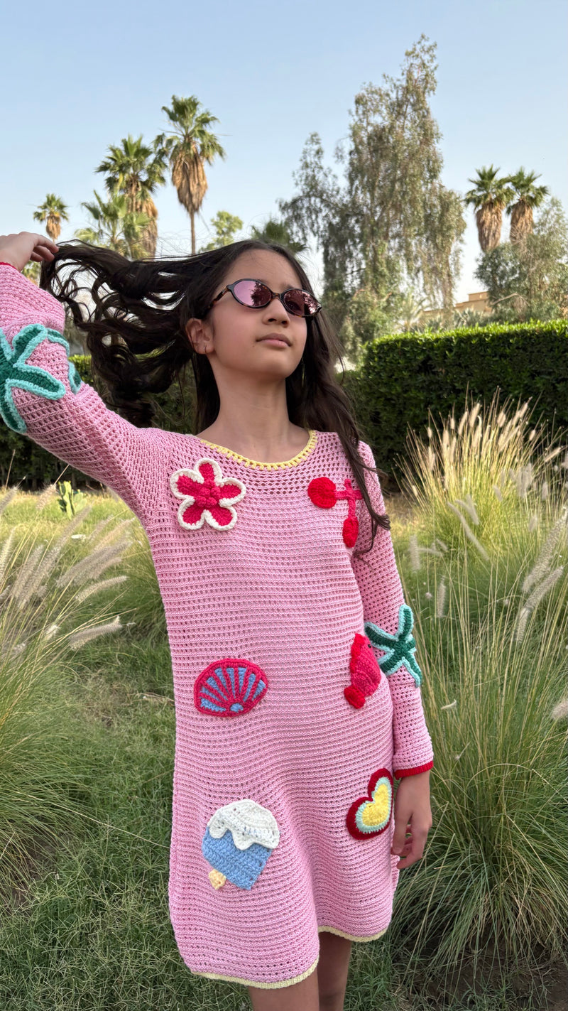 Pink knit cover up