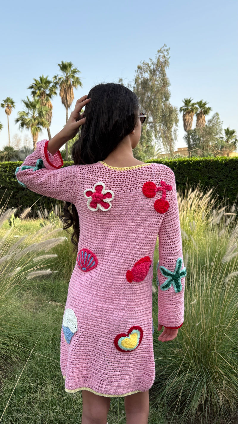 Pink knit cover up