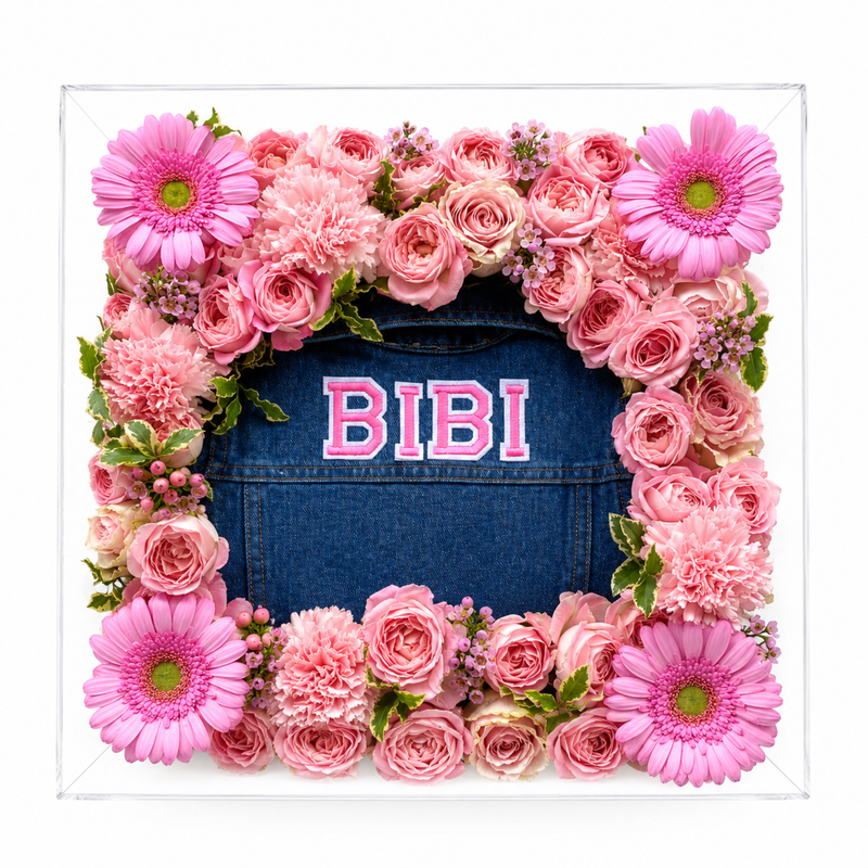 Customized Denim Jacket Gift Box (with Fresh Flowers)