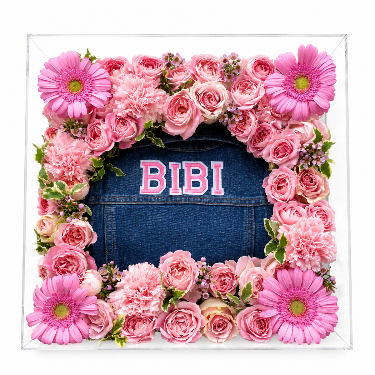 Customized Denim Jacket Gift Box (with Fresh Flowers)