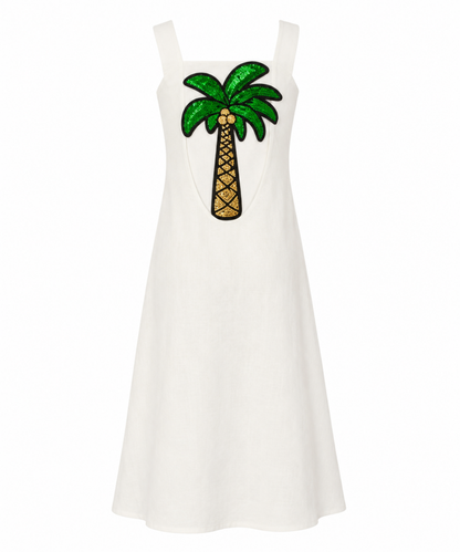 Girls palm linen dress