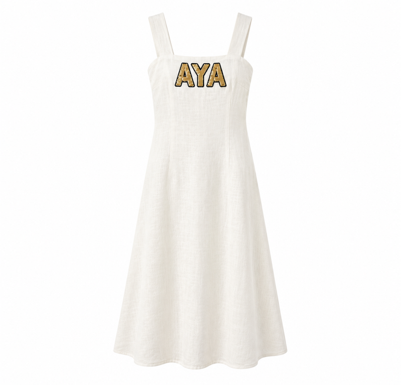 Girls palm linen dress