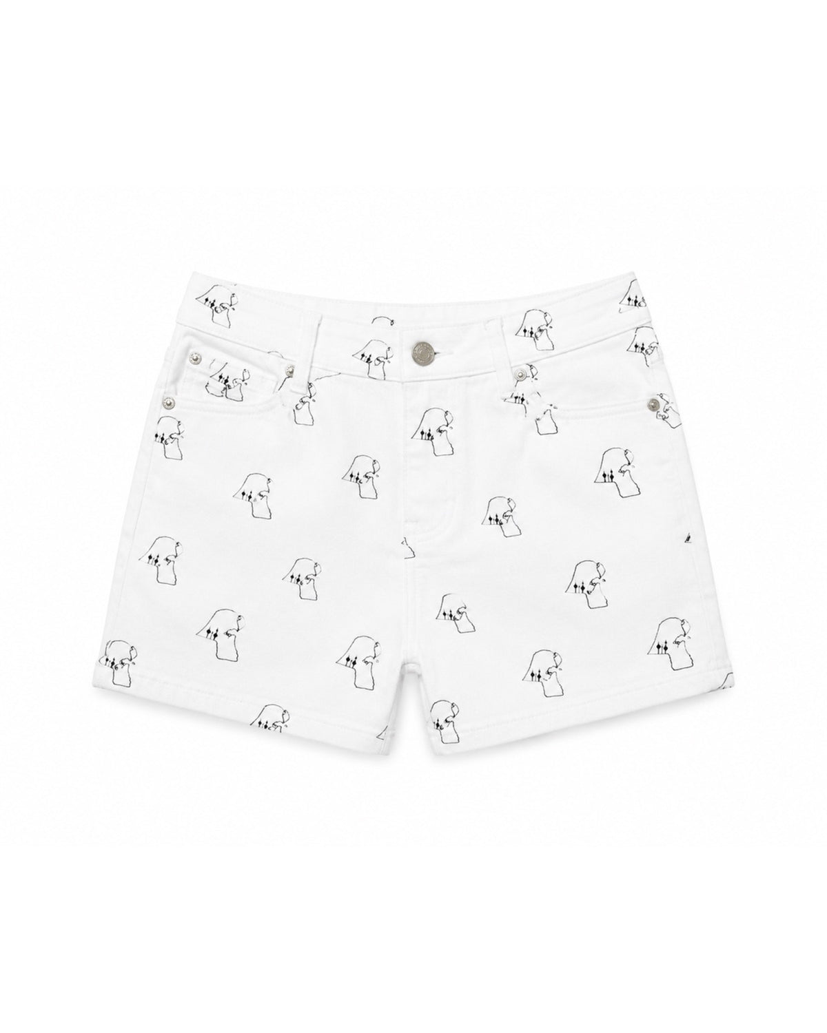 Kuwait map white denim shorts