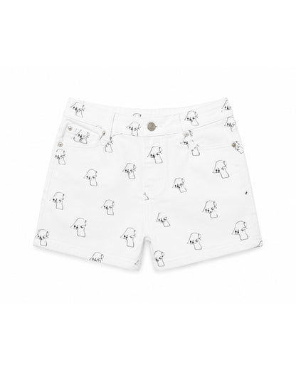 Kuwait map white denim shorts