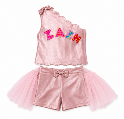 Metallic Denim Set – Pink