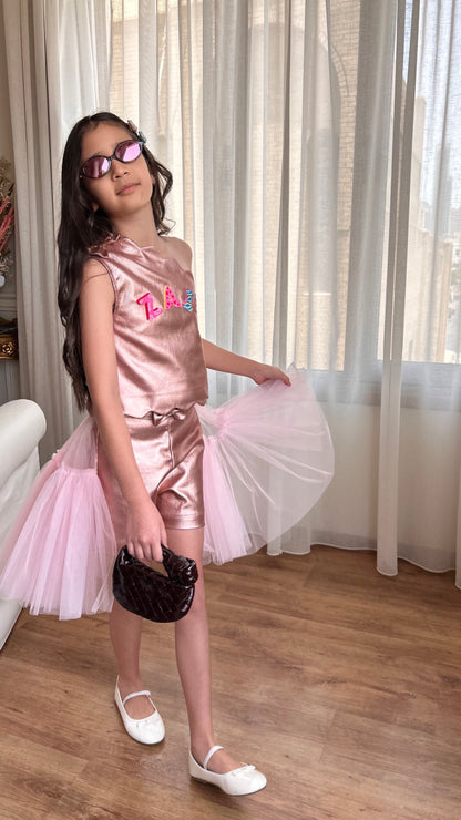 Metallic Denim Set – Pink