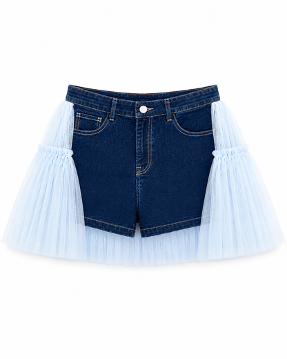 Blue denim shorts with short tulle.png